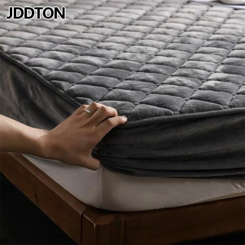 JDDTON Textile Plush Thicken Mattress Cover Warm Soft Crystal Velvet Bed Cover King Queen Not Include Pillowcase BE166