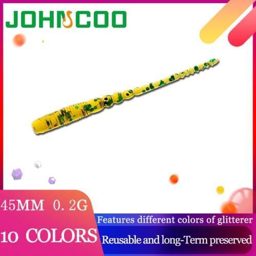 JOHNCOO 20pcs Floating Soft Lure Fishing Lure Grub Worm 45mm 0.2g Jig Worm Wobblers Swimbait UL Fishing Lure Trout Jig Soft Lure