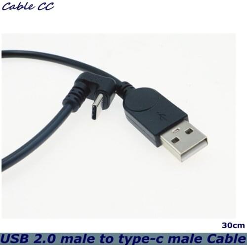 30cm Elbow 180 Degree Type C to USB 2.0 Mobile Game Data Fast Charging Cable for Android Phones and Tablets Adapter Cable