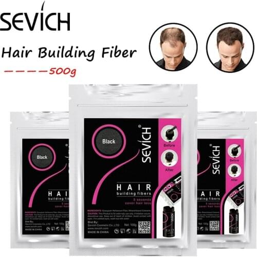 Sevich 500g Hair Building Fiber 10 Color Keratin Powders Fibers Hair Regrowth Fiber Hair Refill Instant Salon Hair Treatment