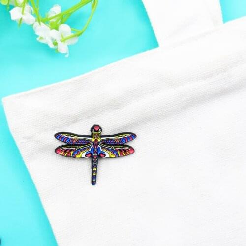 Red yellow blue Color Dragonfly Custom Badge Cartoon insect Creative jewelry Lapel Pin Backpack jackets punk Brooches