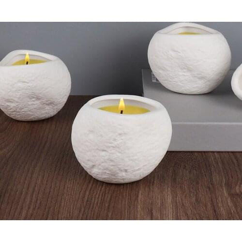 Ball Shaped Tealight Round Candle Holder Home Decoration Small Groove Ceramic Candle Bowl