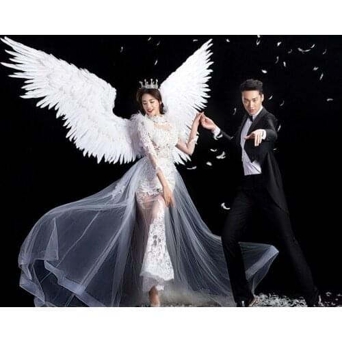 White feather wings devil angel Halloween wings Model stage show catwalk Displays shooting props Fashion accessories