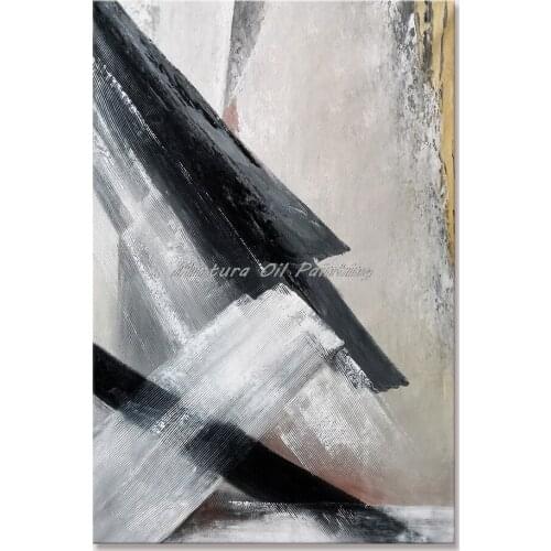 Mintura Wall Picture for Living Room Oil Paintings on Canvas Hand Painted Abstract Images in Black and White Home Decor No Frame