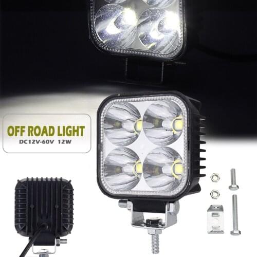 New Arrival 1pc 12W 7070 LED Light 3" Work Light 4LED 6500K 2200LM Working Lamp Off-road Vehicle Light DC 12-60V