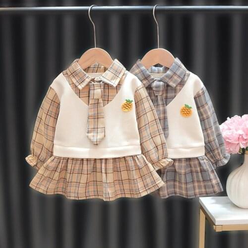 Newborn Baby Dress for Girls 1 Year Birthday Dress Casual Plaid Long Sleeve Dress Baby Girls Clothing Toddler Dresses 0-2years