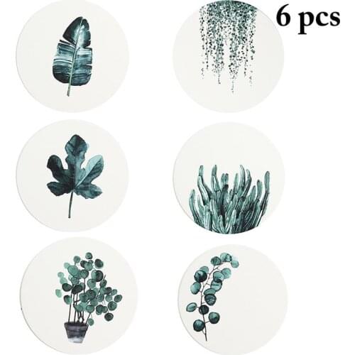 6pcs Ceramics Cup Coaster Heat-resistant Anti-slip Cup Mat Round Coaster Tea Coffee Mug Drinks Holder Wedding Party Decoration