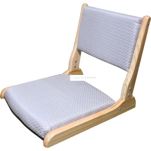 Japanese Style Simple Solid Camphor Wood Foldable Floor Seating Living Room Chair Bedroom Upholstered Folding Chair Legless