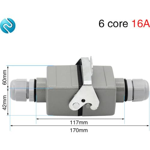 Rectangular heavy duty connector 6 core butt type He-06 waterproof socket connector for aerospace industry 16A