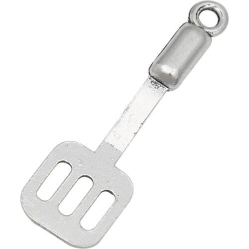 RAINXTAR Fashion Alloy Spatula Charms Cooking Shovel Charms Daily Use Charms 12*40mm 50pcs AAC1029