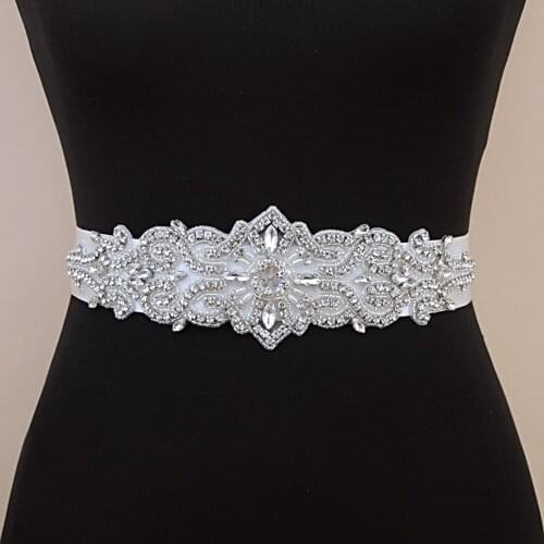 100% Handmade Luxury Rhinestones Belts Gown Dresses Belt Crystal Wedding Belts For Bride Wedding Ribbon Bridal Sashes Jewel Belt