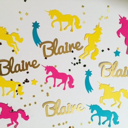 Personalized name Unicorn first birthday Confettis wedding birthday Table decor scrapbook scatters party decoartions
