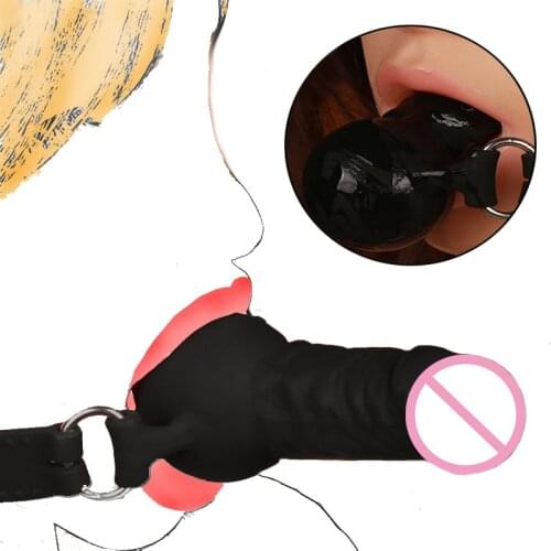 Sex Adult Game Open Mouth Gag Penis Plug Huge Dildo Mouth Gag Oral Fixation Bdsm Bondage Fetish Men Big Penis Ball SM Erotic Toy