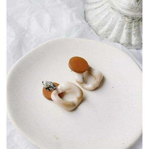 Earrings Fashion Big Resin Drop Earrings for Women New Acetic Acid Large Korea Square Earrings Trendy Wood Geometric Jewelry