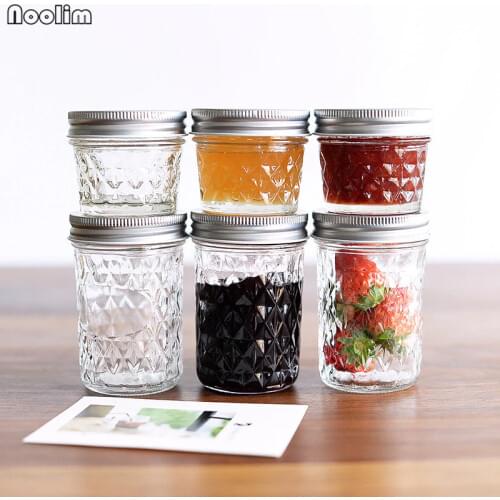 NOOLIM 1PC Glass Mason Jar Storage Bottle Ice Cream Fruit Installed Cold Drink Infusion Transparent Water Bottle Storage Tank