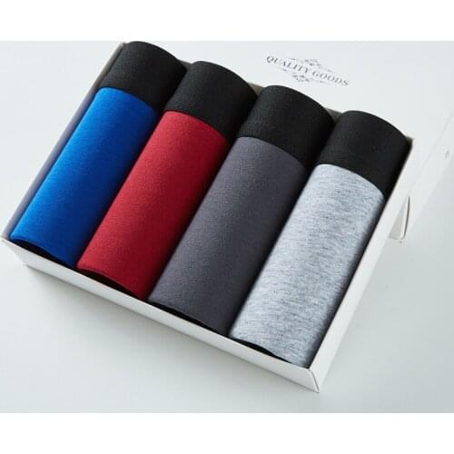 4pcs/lot Male Panties Cotton Mens Underwear Boxers Breathable Man Man Boxer Solid Underpants Comfortable Shorts