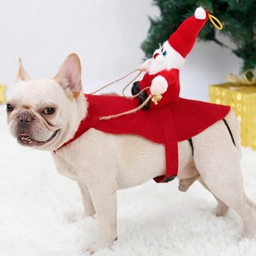 Funny Cute Pet Cat Costume Riding Snowman Dog Outfit For Cat Dog Christmas Party Clothes Fancy Dress New Year Clothes