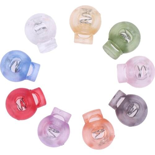 20Pcs Mixed Colors Toggle Clip Colorful Ball Cord Lock Round Ball Stopper Transparent Frost Shoe Lace Outdoor Backpack Bag Parts