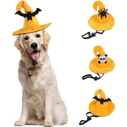 A Pet Hat Halloween Witch Pet Dog Cat Hat Dress Up Headdress Small Dog Cat Cosplay Costume Decorative Hat Pet Accessoires