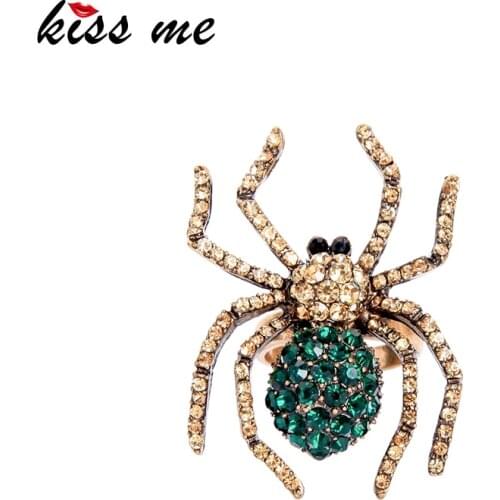 Kissme Retro Multicolor Exquisite Crystal Spider Finger Ring For Women Vintage Gold Color Alloy Insect Ring 2020 Fashion Jewelry