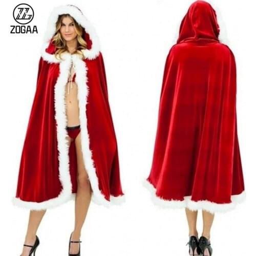 ZOGAA Little Red Riding Hood Clothes Cloak Halloween Costume Adult Cospaly Santa Cloak