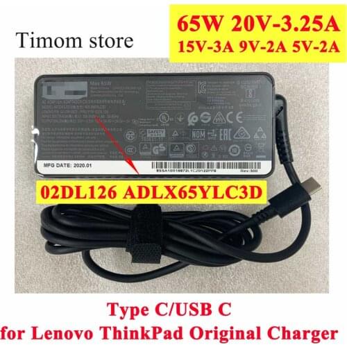 02DL126 02DL128 ADLX65YLC3D for Yoga C940-14IIL 14s-IML 13s-IML USB C TypeC Adapter Original New Charger 20V 3.25A 15V 9V 5V 65W