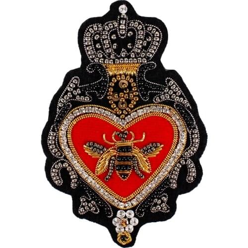 1piece Vintage Royal Indian Silk Badges Crown Bee Badges Applique Brand New Patches for Pants Clothes Decorated