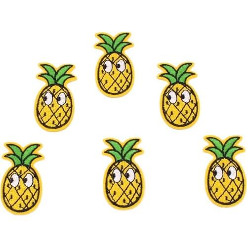 10pcs/lot Embroidered Funny Eyes Pineapple Patch Iron On Fruits Stickers Sewing Jeans Coats Backpack Fabric Appliques DIY Badge