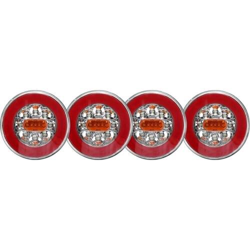 4PCS Truck LED Tail Light 12-24V 4-in-1 Trailer Dynamic Tail Light LED Brake Signal Light for Car Trailer Truck RV Bus