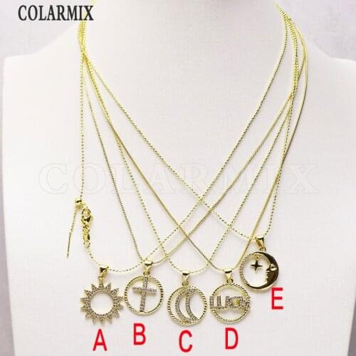 8 Pcs Round zircon pendant necklace Gold pendant jewelry necklace gift for lady Trendy jewelry7231