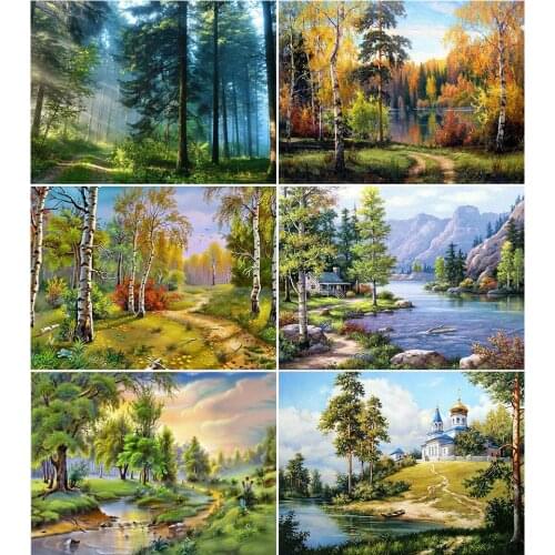 Forest Nature 5D DIY Diamond Painting Landscape Cross Stitch Kit Full Drill Embroidery Mosaic Picture Of Rhinestones Decor