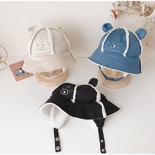1-5Years Childrens Winter Warm Cartoon Cat Ear Lei Feng Cap Boys and Girls Kids Hat Ear Protection Gorras