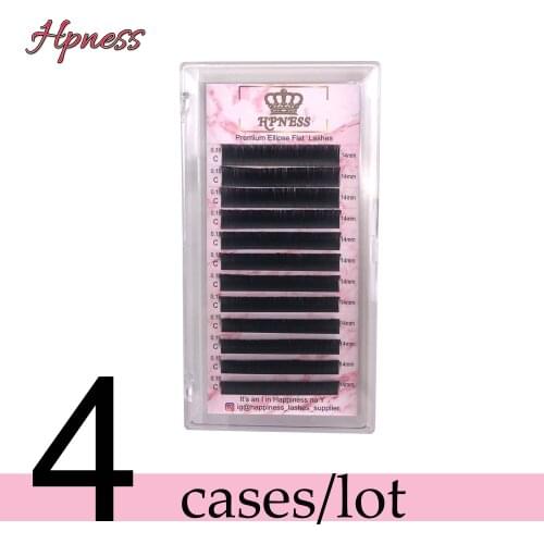 Individual Silk New Flat Ellipse Eyelashes Extension 4 Trays/Lot Split Tips Ellipse Shaped Super Soft Ellipse Lashes