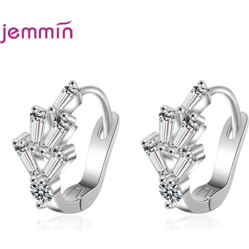 Ins Hot Women Shimmer 925 Sterlign Silver AAA Cubic Zirconia Hoop Earrings Girls Birthday Gift Party Wedding Jewelry