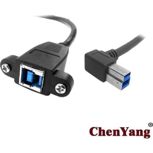 CYDZ Right Angled 90 Degree B Type Male To USB 3.0 Back Panel Mount B Type Female Extension cable 0.5m