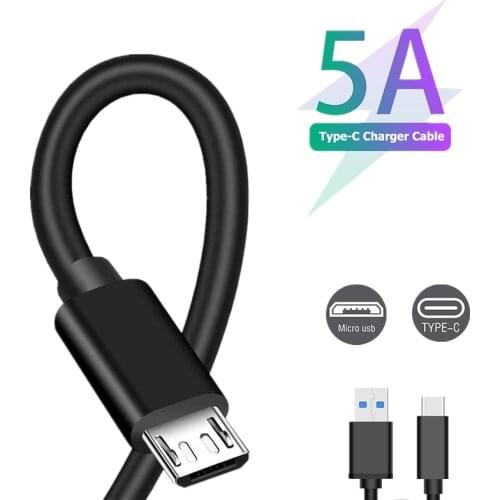 Quick Charge 5A USB Cable For Samsung S20 S9 S8 Xiaomi Huawei P30 Pro Mobile Phone Charging Wire Micro Type C White Blcak Cable