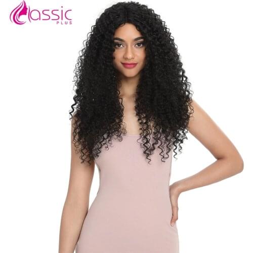 Classic Plus Synthetic 26 Inch Afro Kinky Curly Hair Wig For Black Women Blonde Black Ombre Brown Color Natural Kinky Curly Wig