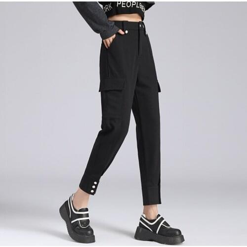 Suit pants womens autumn and winter 2021 new Korean version was thin and small nine-point casual work pants with feet