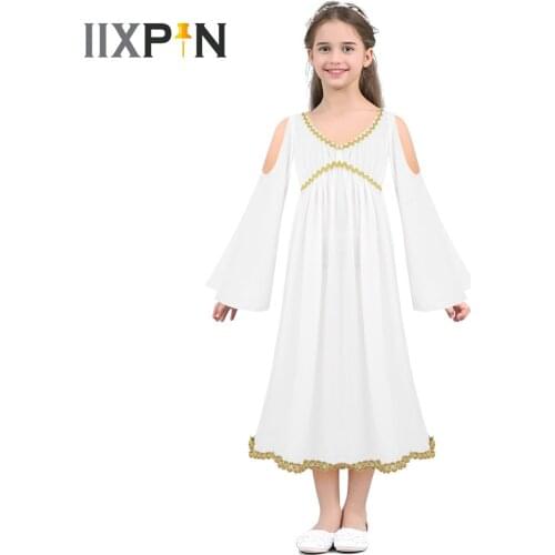 Halloween Costumes for Kids Girls Medieval Cosplay Greek Princess Dress Middle Ages Carnival Party Performance Long Clothing