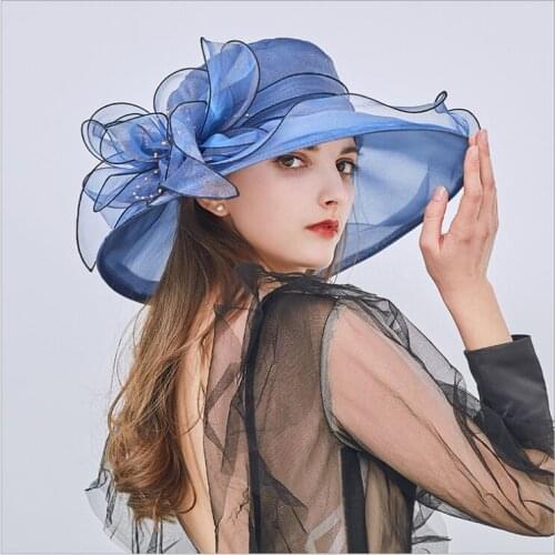 Summer Korean floral mesh visor beach sun screen sun hat female hat factory wholesale Top Fedoras Hats Wide Brim Floral Solid