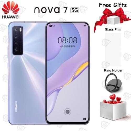 New Huawei Nova 7 5G Moible Phone 6.53 inch OLED Screen Kirin 985 SOC 4000mAh 64.0MP Main Camera NFC Fast Charger Smartphone
