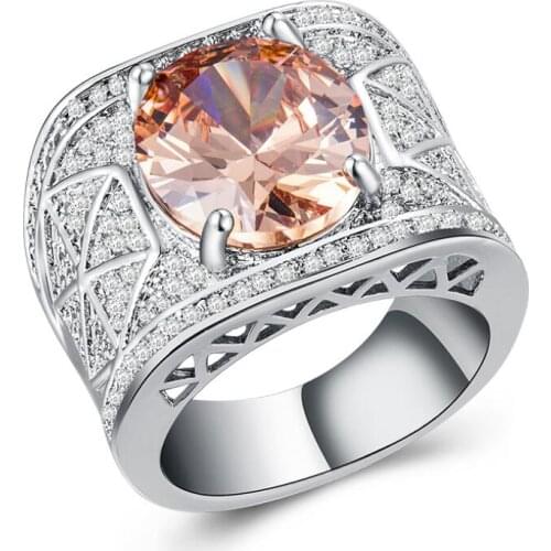 Fashion Luxury Champagne Zircon Men Engagement Wedding Ring Jewelry Rings for Men Couple Wedding Rings