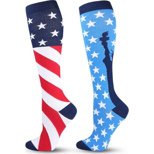 Nylon Long Compression Socks Stars Prints Outdoor Long Pressure Stocking Varicose Veins Stockings Sport Running Sock