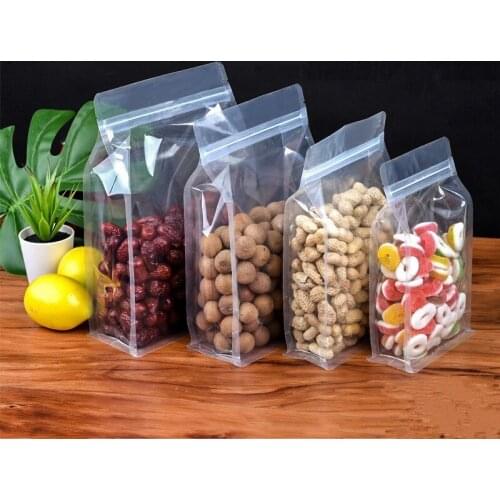1000Pcs/Lot Transparent Stand Up Plastic Ziplock Bag High Clear Window Coffee Snack Cookie Rice Packaging Bag Plastic Gift Bags