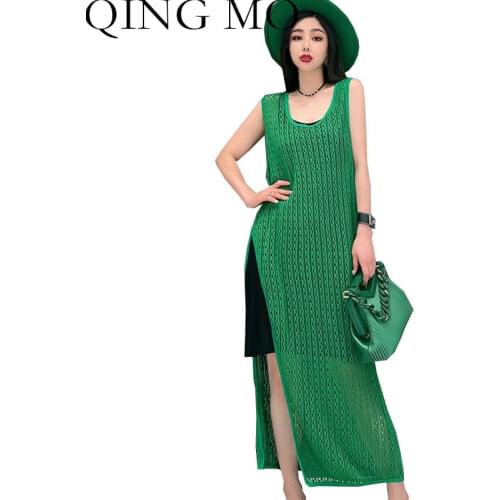 Летние платья с разрезом QING MO China At AliExpress