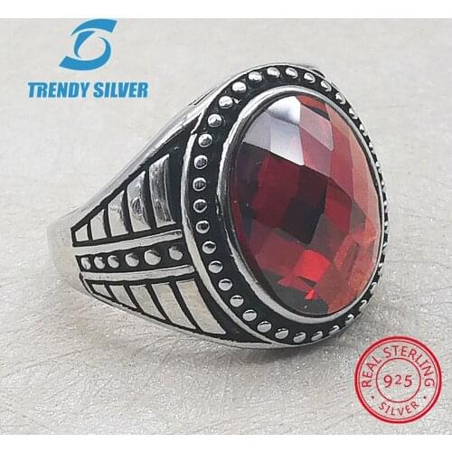 Silver 925 fine jewelry man rings men accessories turquoise gemstone natural onyx agate wholesale TRENDY SILVER TCR849