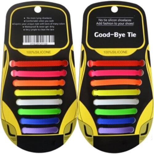 Popular 16Pcs/lot Unisex Athletic Running No Tie Shoelaces Elastic Silicone Shoe Lace Strap