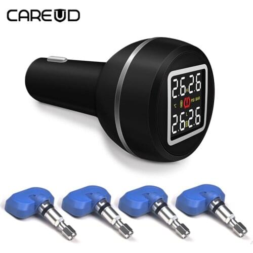 CAREUD D580 Car TPMS Tire Pressure and Temperature Monitoring System with USB Socket 4 Internal Sensors 2018 New Arrival