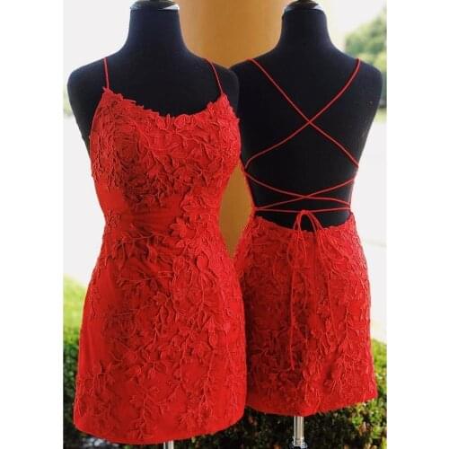 JaneVini Sexy Backless Cocktail Dresses for Wedding Red Lace Beaded Short Formal Dress Women Elegant vestidos de coctel 2020