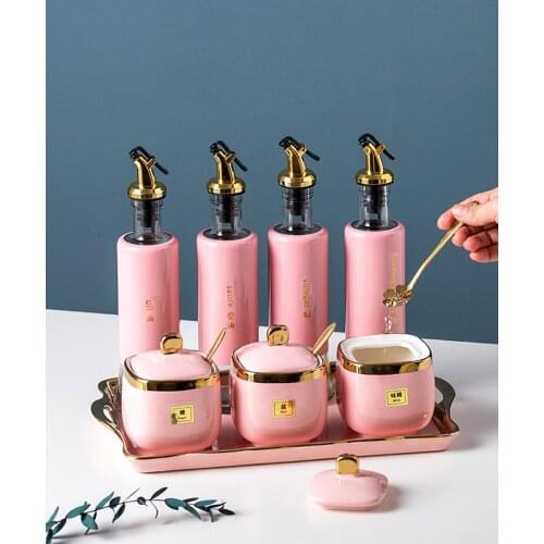 Oil Salt Sauce Vinegar Seasoning Product Full Set Seasoning Jar Set Combination Set Kitchen Good-looking Spice Jar glass bottle